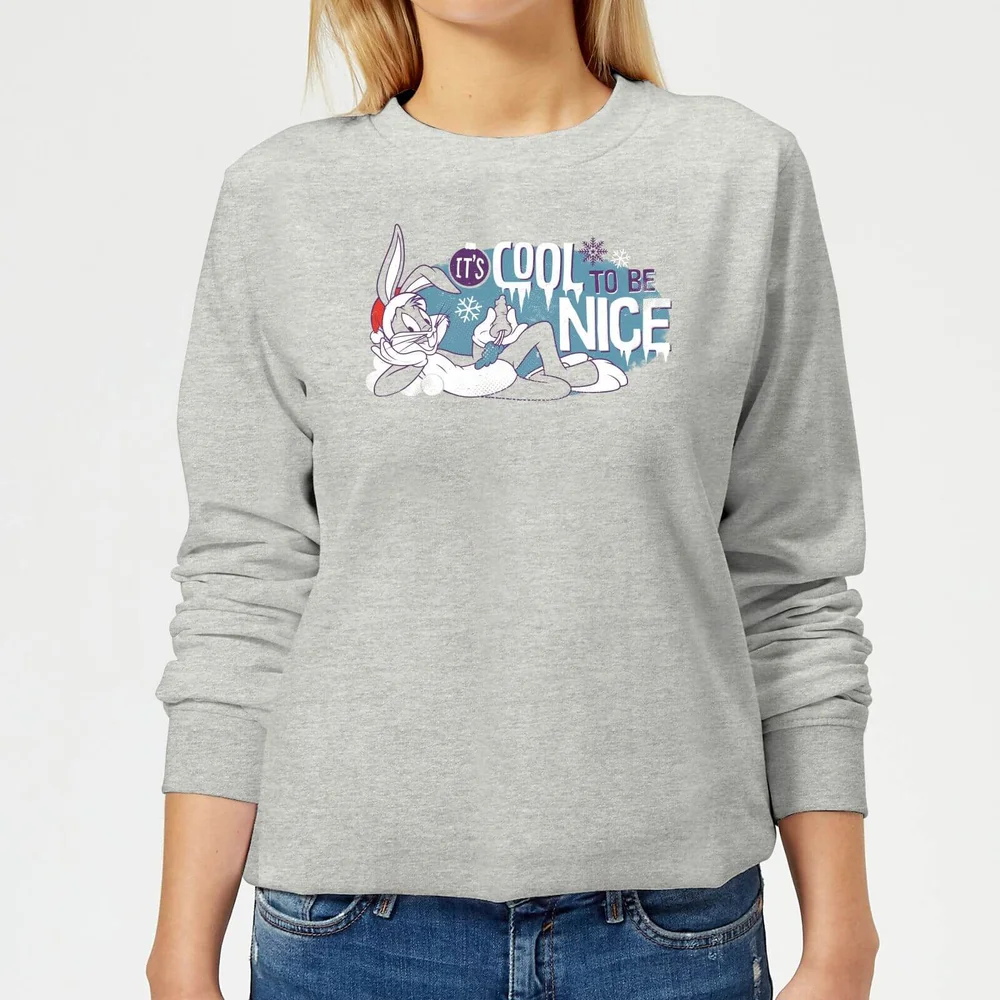 Looney Tunes Its Cool To Be Nice Women's Christmas Sweatshirt - Grey - 3XL - Grijs Afbeelding 1