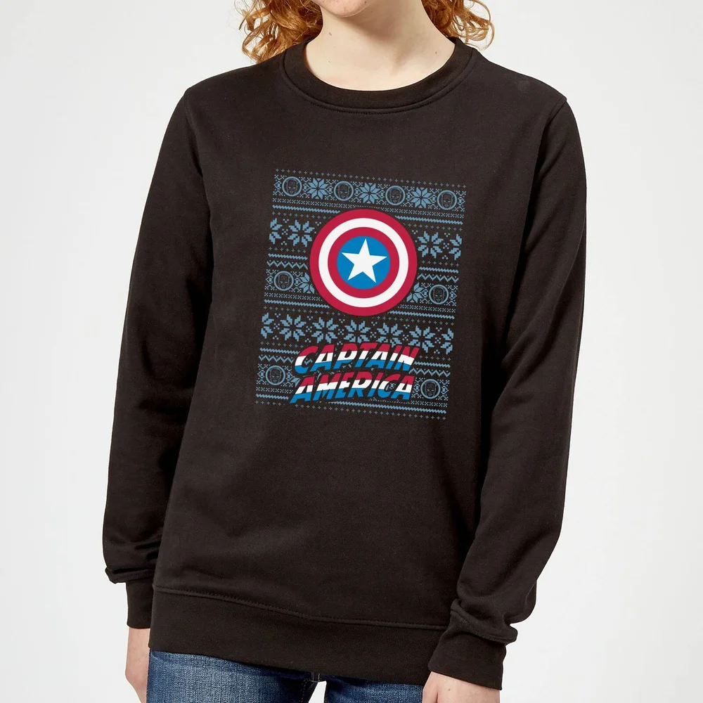 Marvel Captain America dames kersttrui - Zwart - XS Afbeelding 1