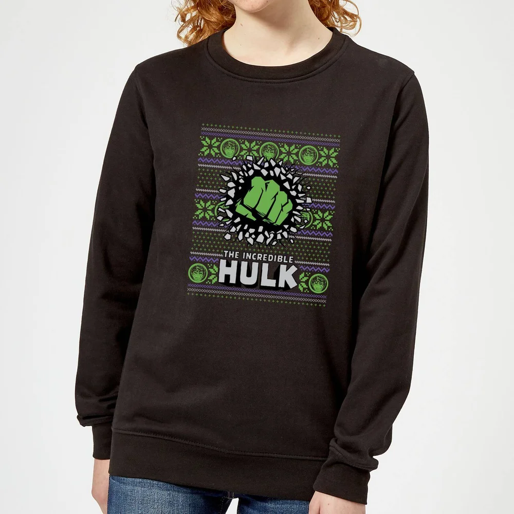 Marvel Hulk Punch dames kersttrui - Zwart - XS Afbeelding 1
