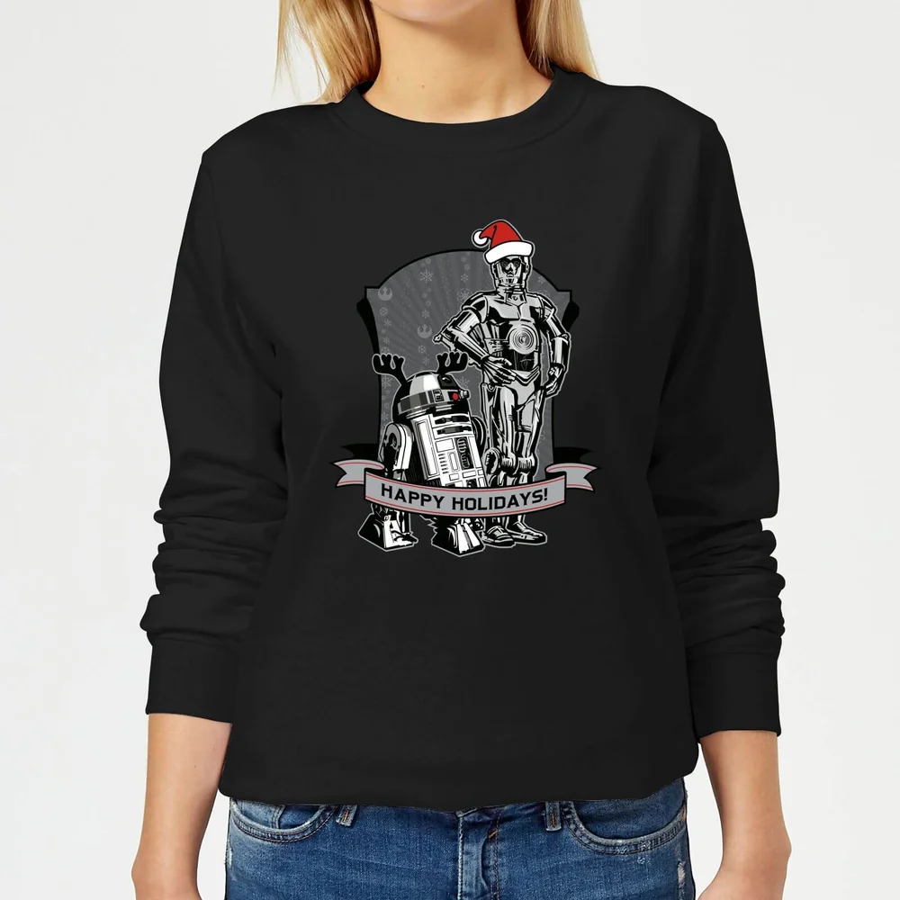 Star Wars Happy Holidays Droids Women's Christmas Jumper - Black - XS Afbeelding 1