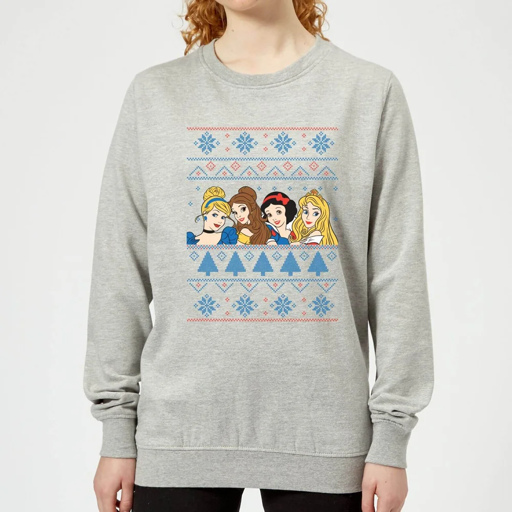 Disney Prinsessen Faces dames kersttrui - Grijs - 3XL Afbeelding 1