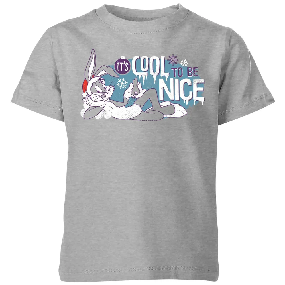 Looney Tunes Its Cool To Be Nice Kids' Christmas T-Shirt - Grey - 98/104 (3-4 jaar) Afbeelding 1