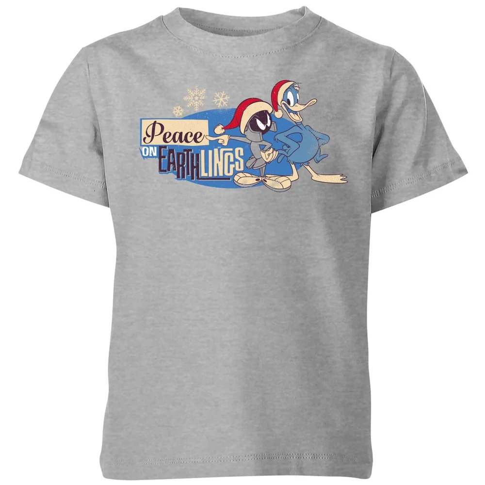 Looney Tunes Peace Among Earthlings Kids' Christmas T-Shirt - Grey - 98/104 (3-4 jaar) Afbeelding 1