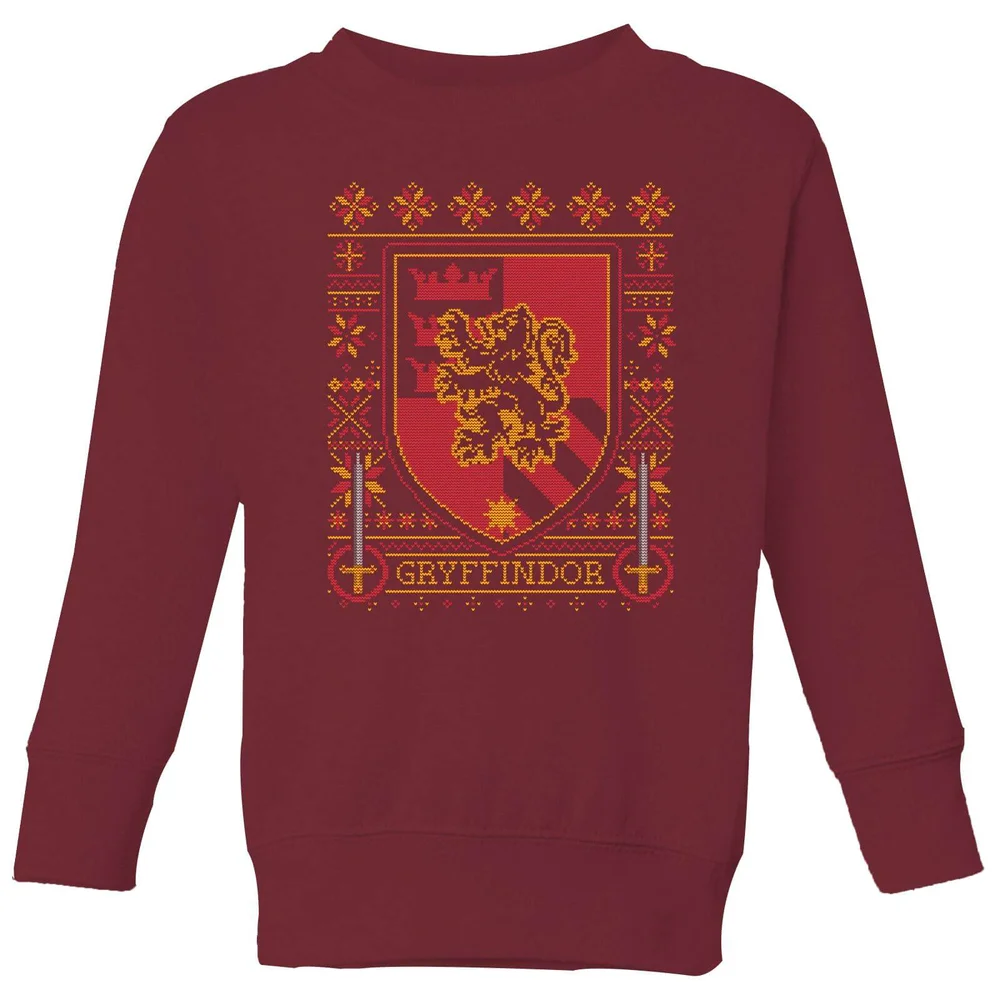 Harry Potter Gryffindor Crest Kids' Christmas Sweatshirt - Burgundy - 110/116 (5-6 jaar) Afbeelding 1