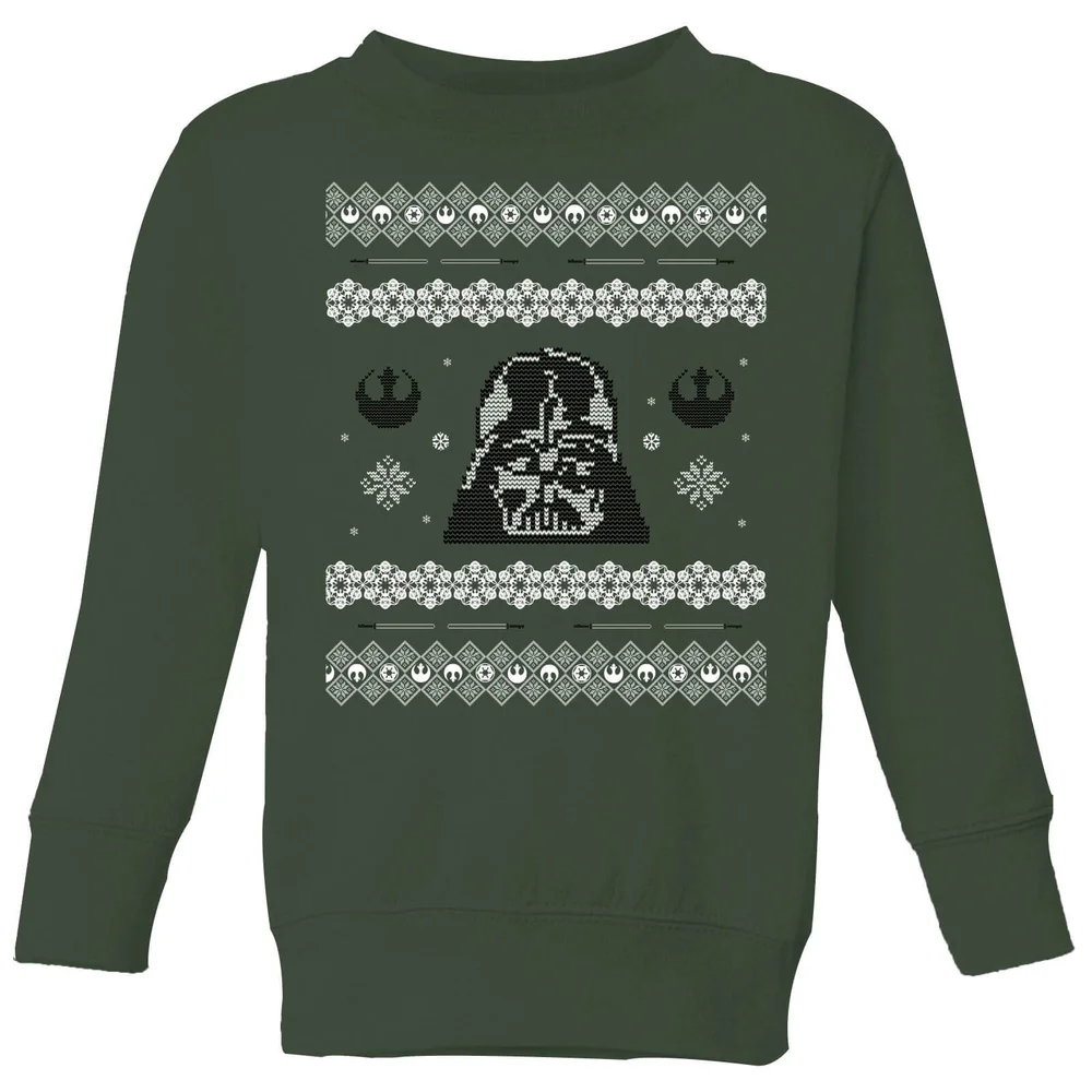 Star Wars Darth Vader Knit Kids' Christmas Jumper - Forest Green - 98/104 (3-4 jaar) Afbeelding 1