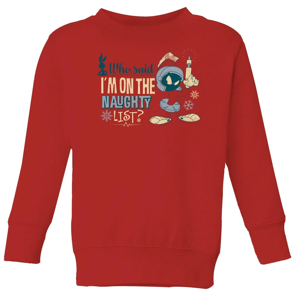 Looney Tunes Martian Who Said Im On The Naughty List Kids' Christmas Jumper - Red - 122/128 (7-8 jaar) Afbeelding 1