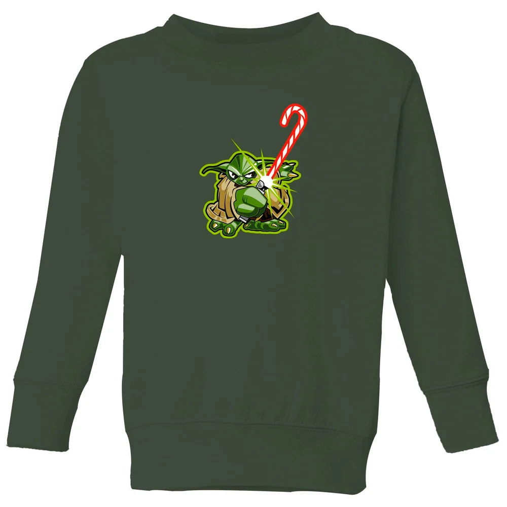Star Wars Candy Cane Yoda Kids' Christmas Jumper - Forest Green - 98/104 (3-4 jaar) Afbeelding 1