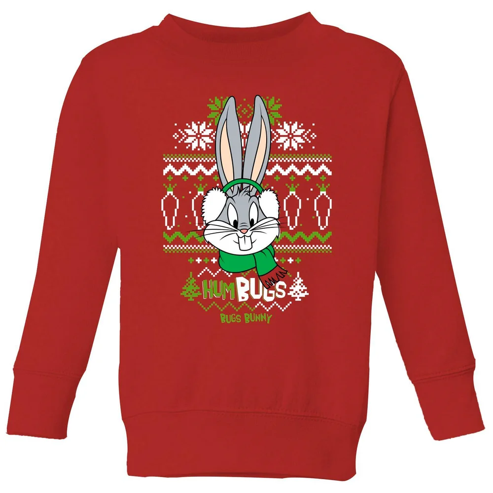 Looney Tunes Bugs Bunny Knit Kids' Christmas Jumper - Red - 98/104 (3-4 jaar) Afbeelding 1