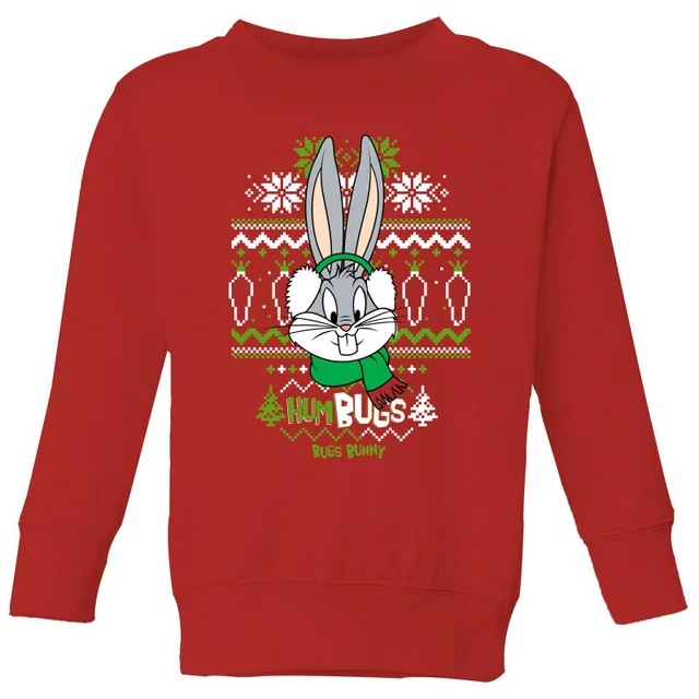 Looney Tunes Bugs Bunny Knit Kids' Christmas Jumper - Red