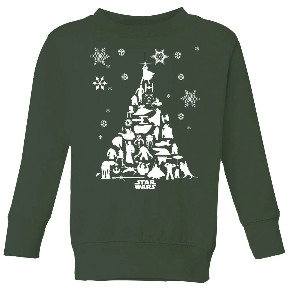 Star Wars Character Christmas Tree Kids' Christmas Jumper - Forest Green - 98/104 (3-4 jaar) Afbeelding 1