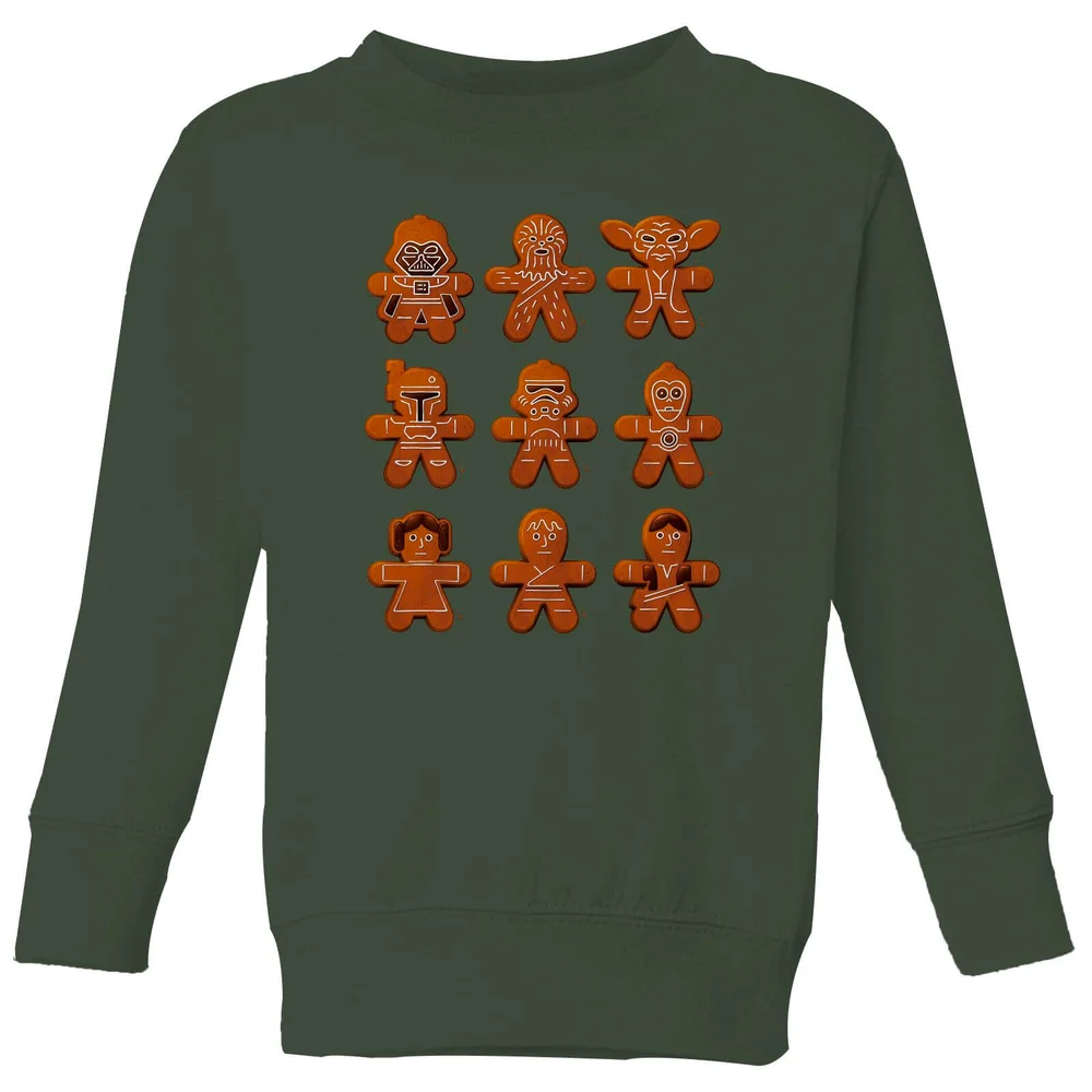 Star Wars Gingerbread Characters Kids' Christmas Jumper - Forest Green - 98/104 (3-4 jaar) Afbeelding 1