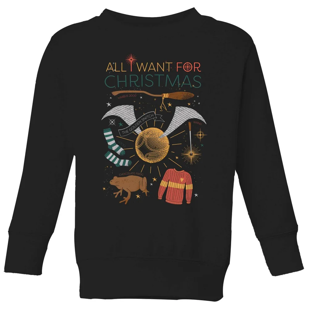 Harry Potter All I Want Kids' Christmas Sweatshirt - Black - 98/104 (3-4 jaar) Afbeelding 1