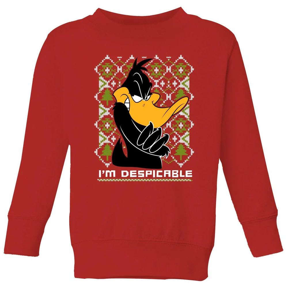 Looney Tunes Daffy Duck Knit Kids' Christmas Jumper - Red - 98/104 (3-4 jaar) Afbeelding 1