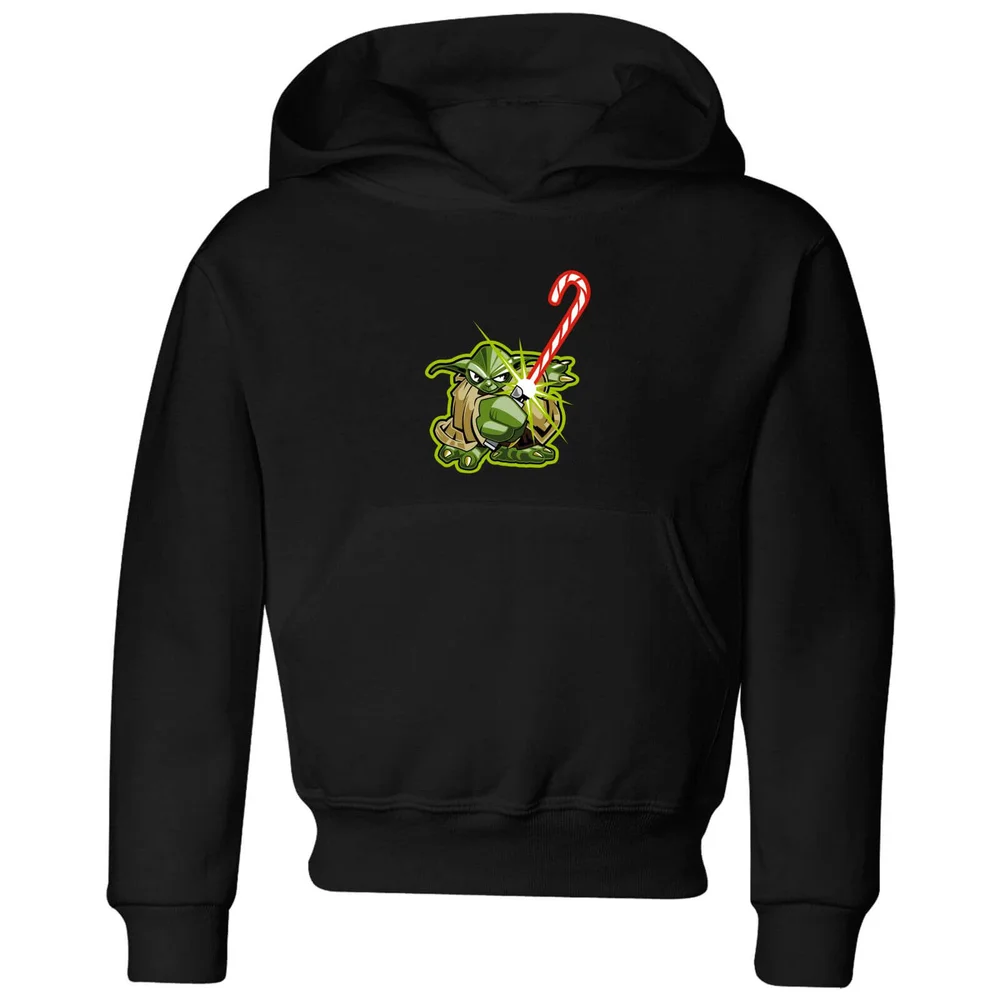Star Wars Candy Cane Yoda Kids' Christmas Hoodie - Black - 98/104 (3-4 jaar) Afbeelding 1