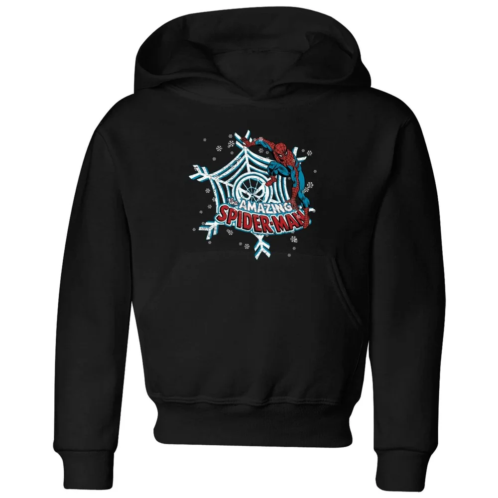 Marvel The Amazing Spider-Man Snowflake Web kinder kerst hoodie - Zwart - 98/104 (3-4 jaar) Afbeelding 1