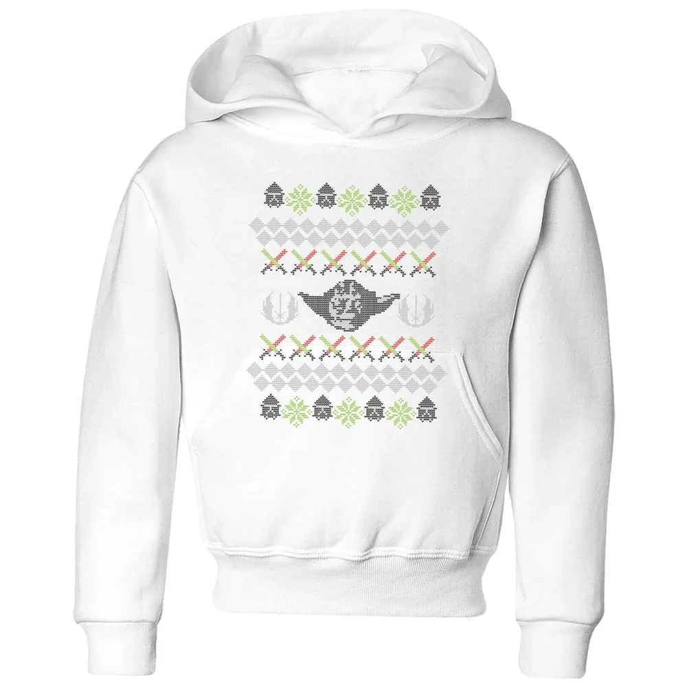 Star Wars Yoda Knit Kids' Christmas Hoodie - White - 98/104 (3-4 jaar) Afbeelding 1