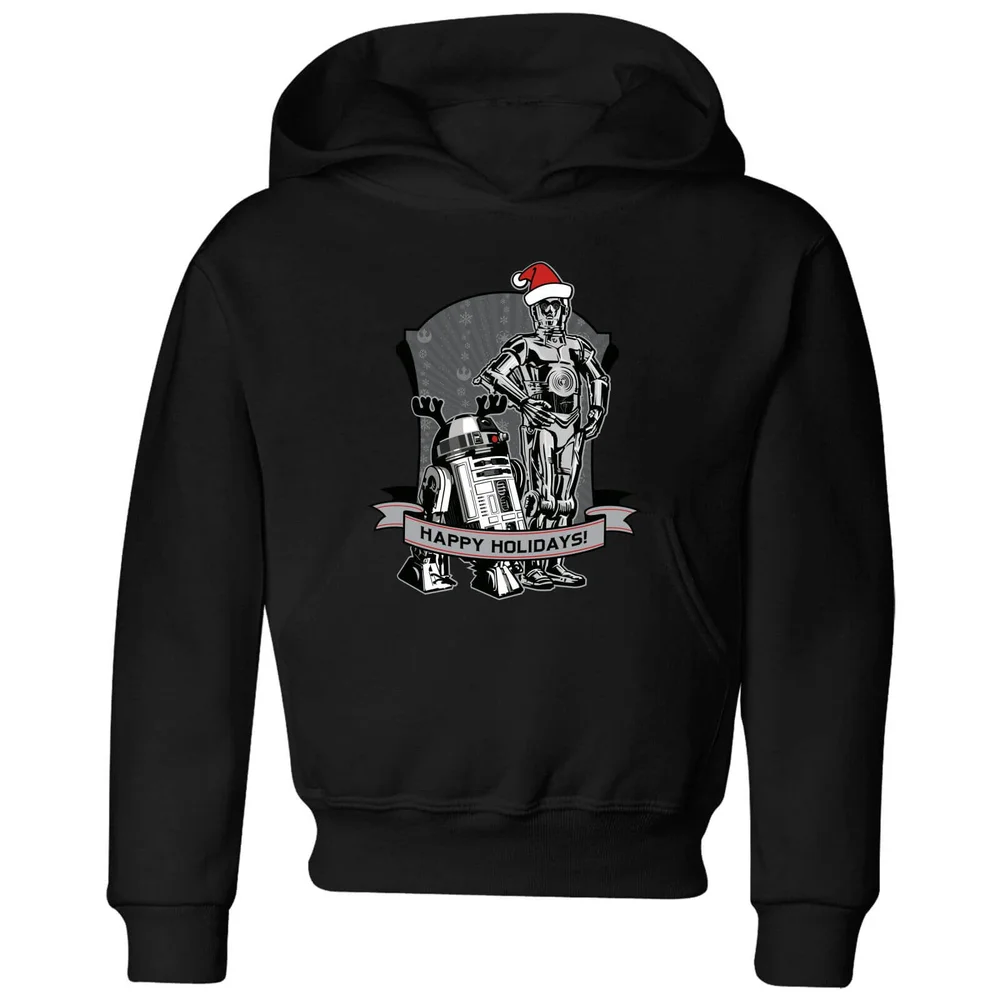 Star Wars Happy Holidays Droids Kids' Christmas Hoodie - Black - 98/104 (3-4 jaar) Afbeelding 1