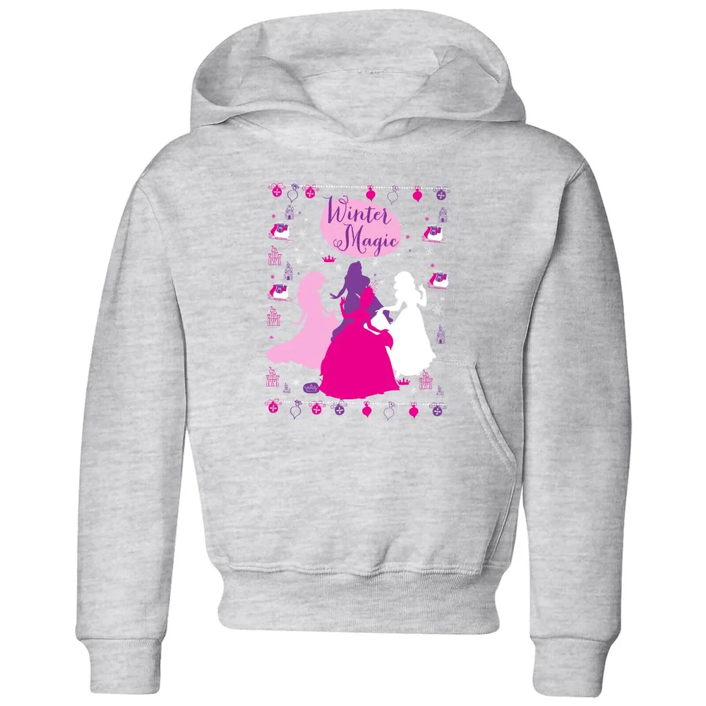 Disney Prinsessen Silhouetten kinder kerst hoodie - Grijs - 98/104 (3-4 jaar) Afbeelding 1