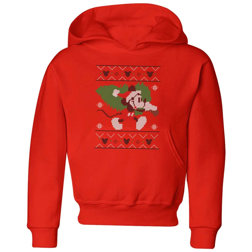 Disney Mickey Mouse met Kerstboom kinder kerst hoodie - Rood - 98/104 (3-4 jaar) Afbeelding 1