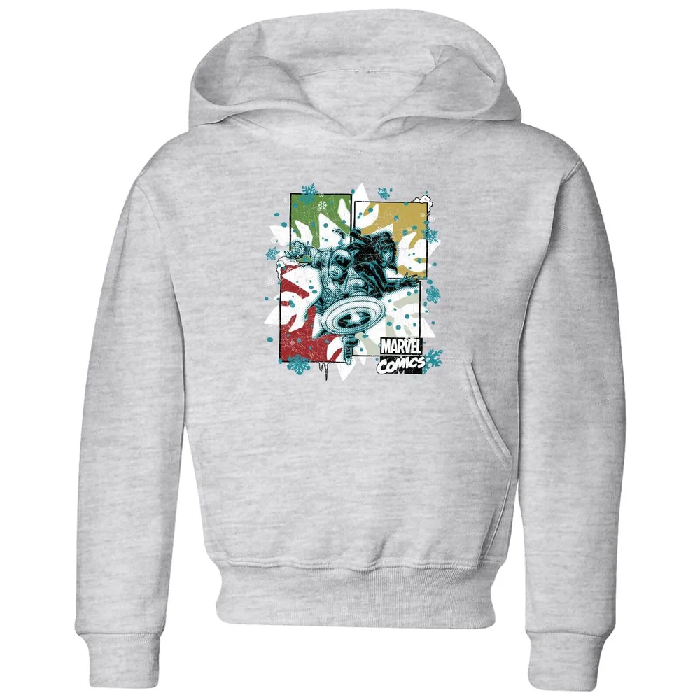 Marvel Black Widow Captain America kinder kerst hoodie - Grijs - 98/104 (3-4 jaar) Afbeelding 1