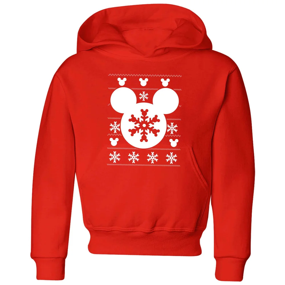 Disney Mickey Mouse Sneeuwvlok Silhouet kinder kerst hoodie - Rood - 98/104 (3-4 jaar) Afbeelding 1