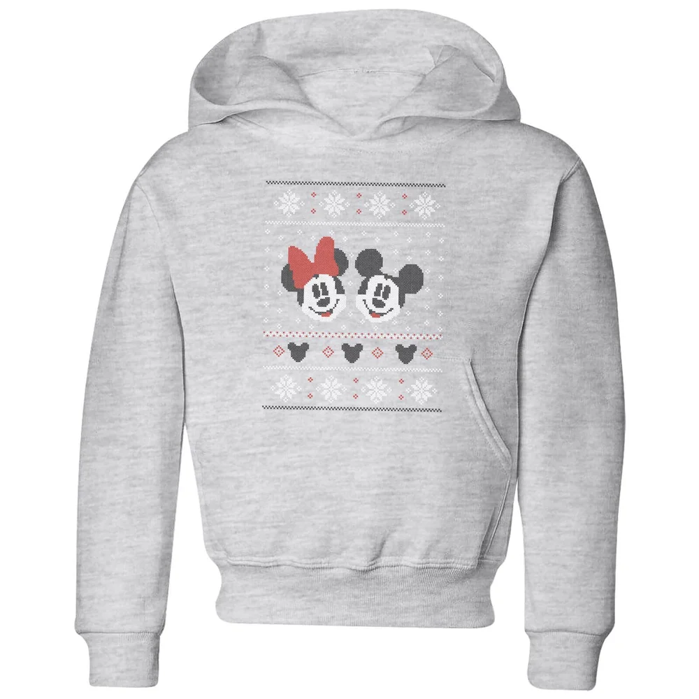 Disney Mickey en Minnie Mouse kinder kerst hoodie - Grijs - 98/104 (3-4 jaar) Afbeelding 1
