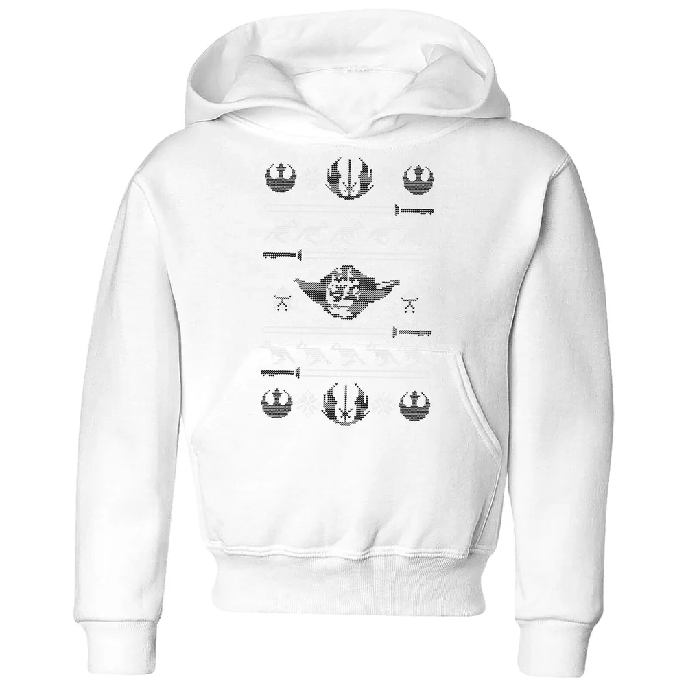 Star Wars Yoda Sabre Knit Kids' Christmas Hoodie - White - 98/104 (3-4 jaar) Afbeelding 1