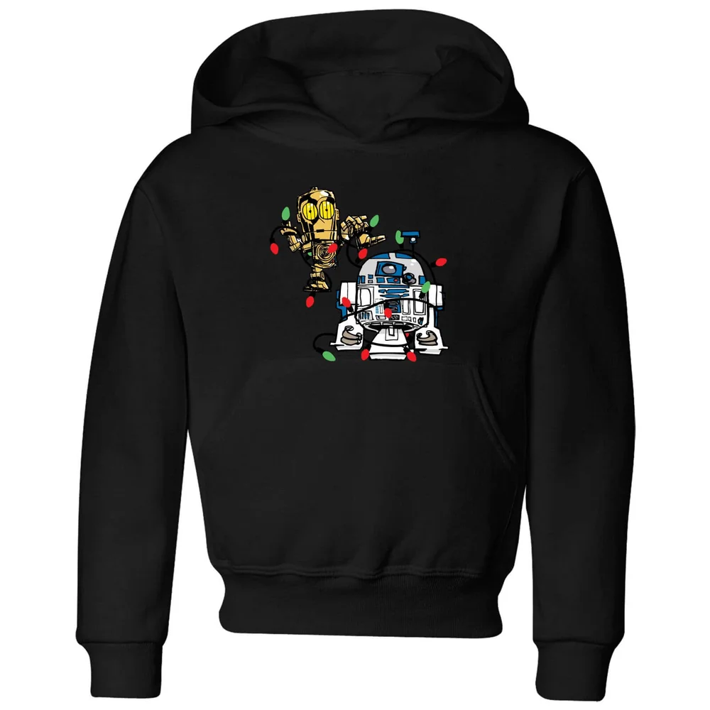 Star Wars Tangled Fairy Lights Droids Kids' Christmas Hoodie - Black - 98/104 (3-4 jaar) Afbeelding 1