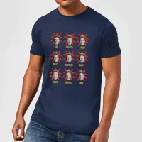 Elf Faces Men's Christmas T-Shirt - Navy