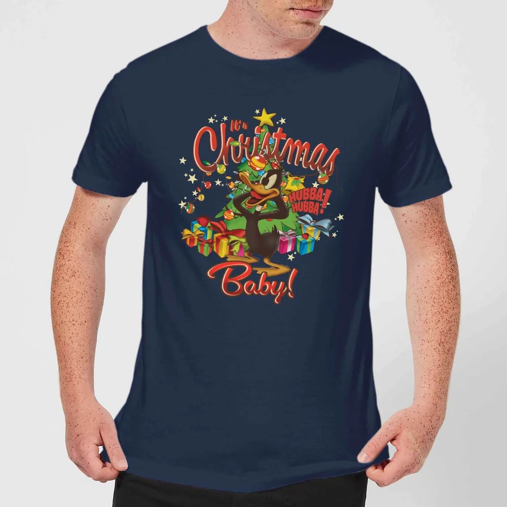 Looney Tunes Its Christmas Baby Men's Christmas T-Shirt - Navy - S Afbeelding 1