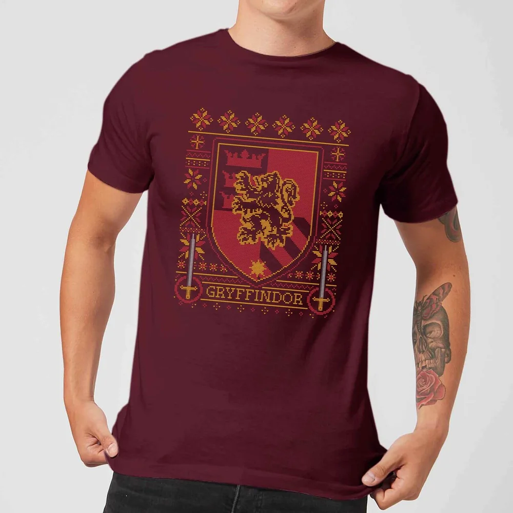 Harry Potter Gryffindor Crest kerst t-shirt - Burgundy - S Afbeelding 1