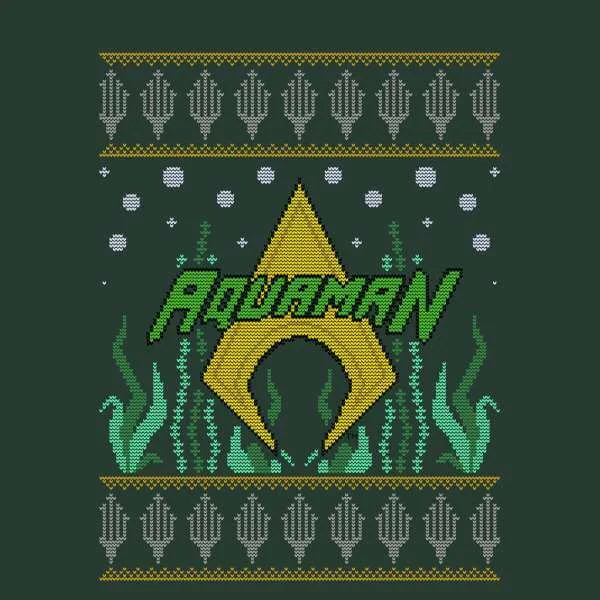 DC Aquaman Knit Men's Christmas T-Shirt - Forest Green