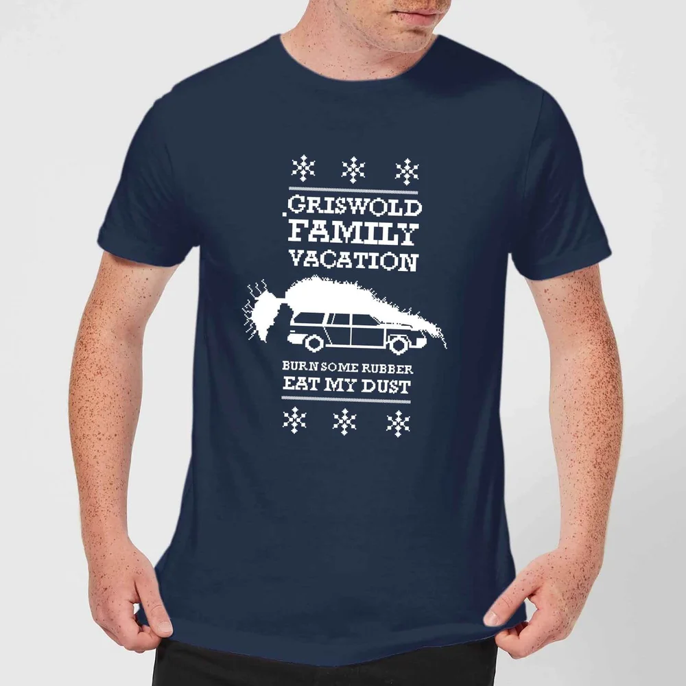 National Lampoon Griswold Vacation Ugly Knit Men's Christmas T-Shirt - Navy - S Afbeelding 1