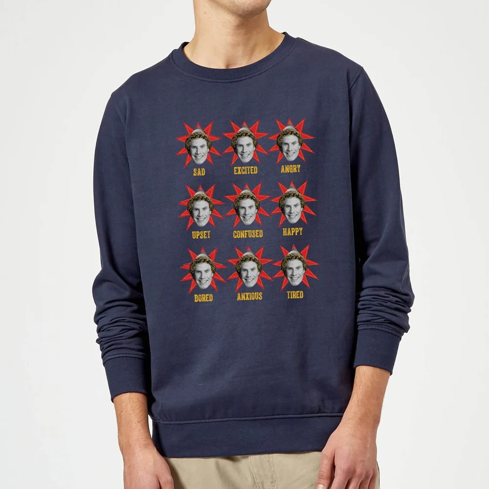 Elf Faces Christmas Jumper - Navy - S Afbeelding 1