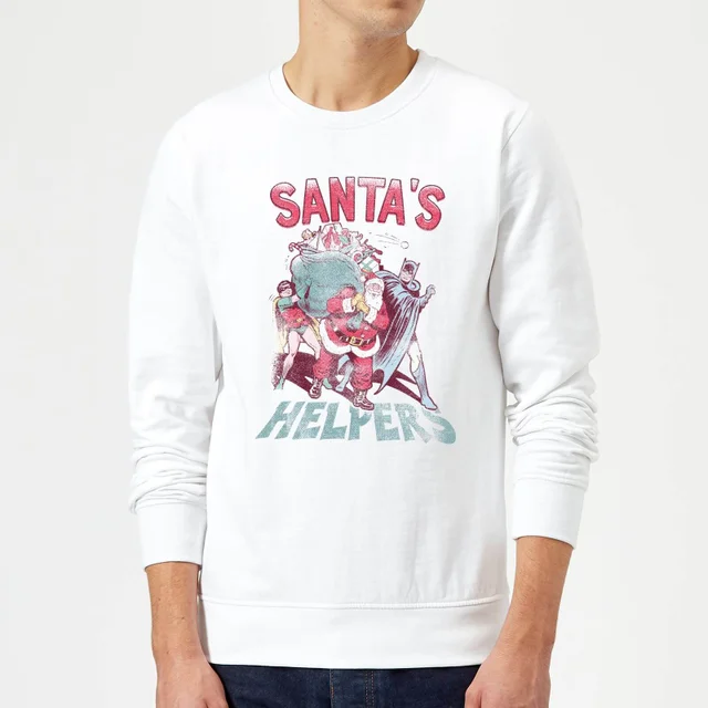 DC Santa's Helpers Christmas Jumper - White