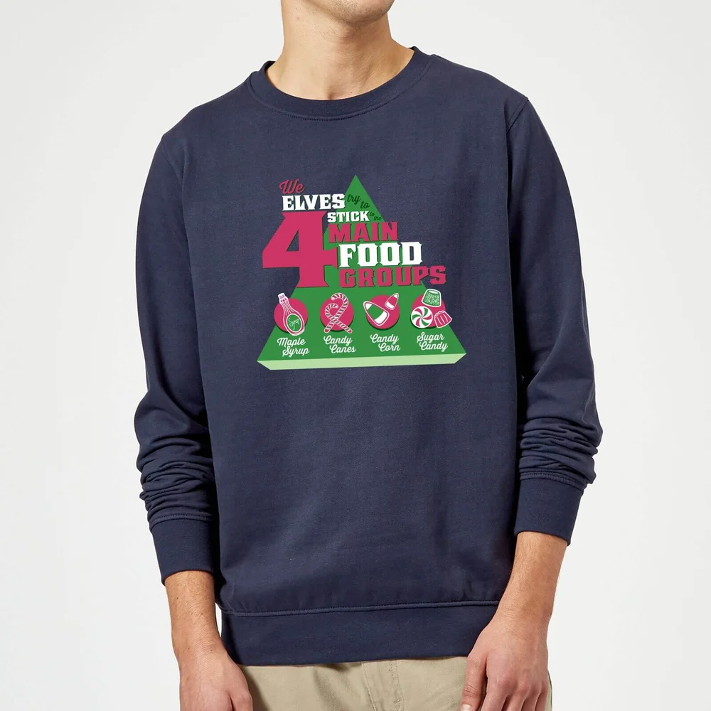Elf Food Groups Christmas Jumper - Navy - S Afbeelding 1