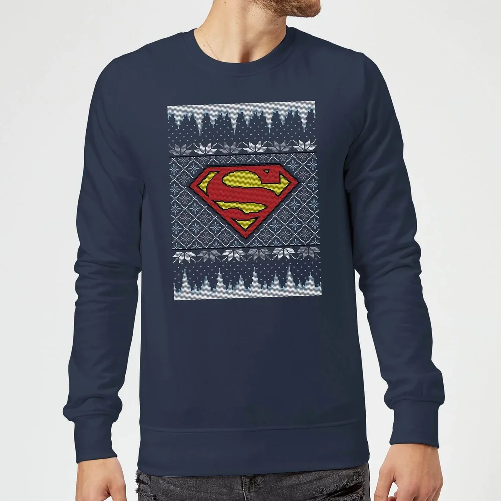 DC Superman Knit Christmas Jumper - Navy - S Afbeelding 1