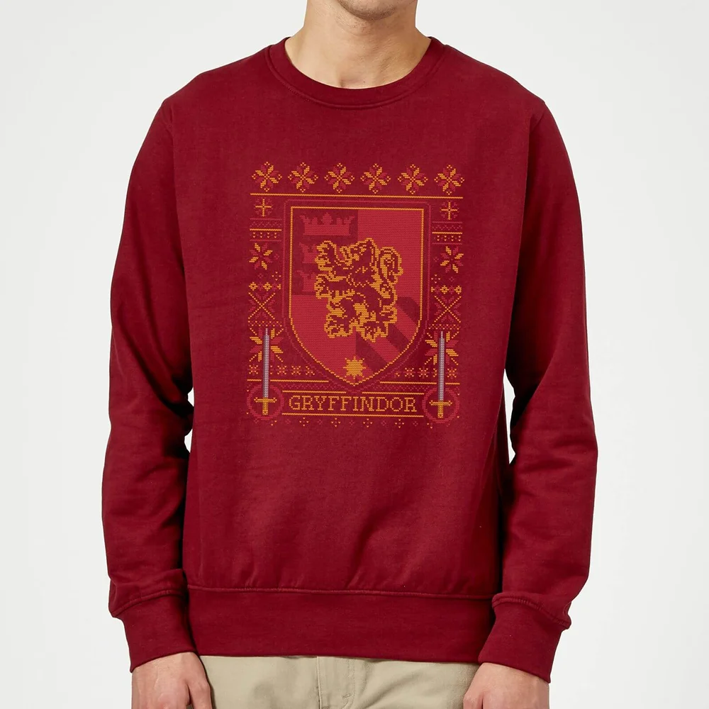 Harry Potter Gryffindor Crest kersttrui - Burgundy - S Afbeelding 1