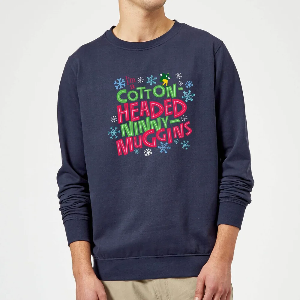 Elf Cotton-Headed Ninny-Muggins Christmas Jumper - Navy - S Afbeelding 1