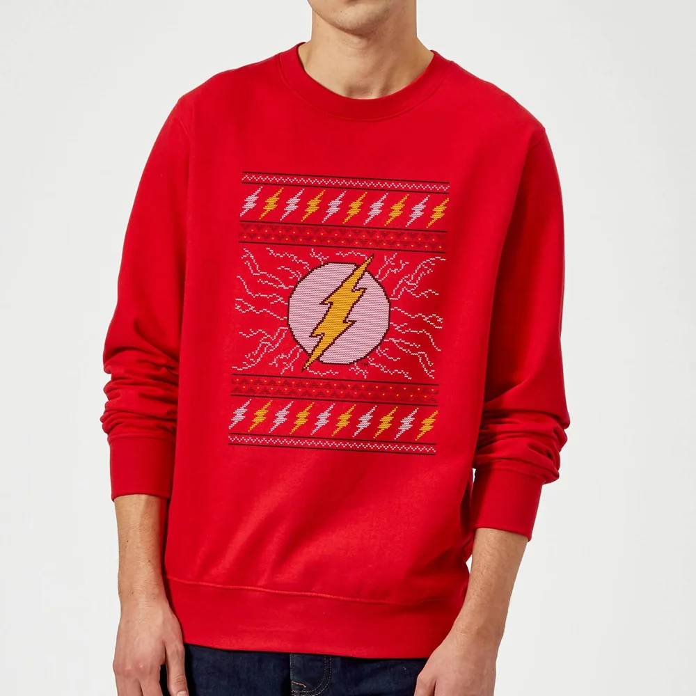 DC Flash Knit Christmas Jumper - Red - S Afbeelding 1