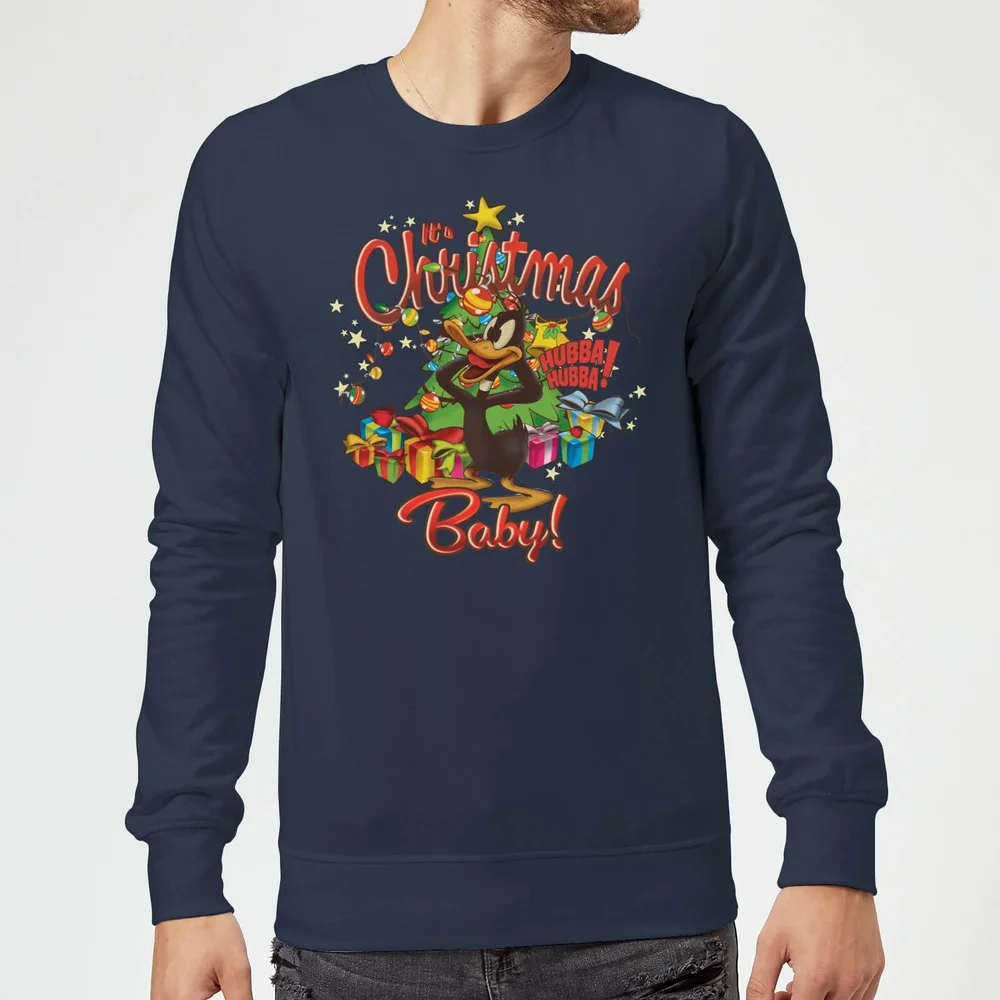 Looney Tunes Its Christmas Baby Christmas Jumper - Navy - S Afbeelding 1