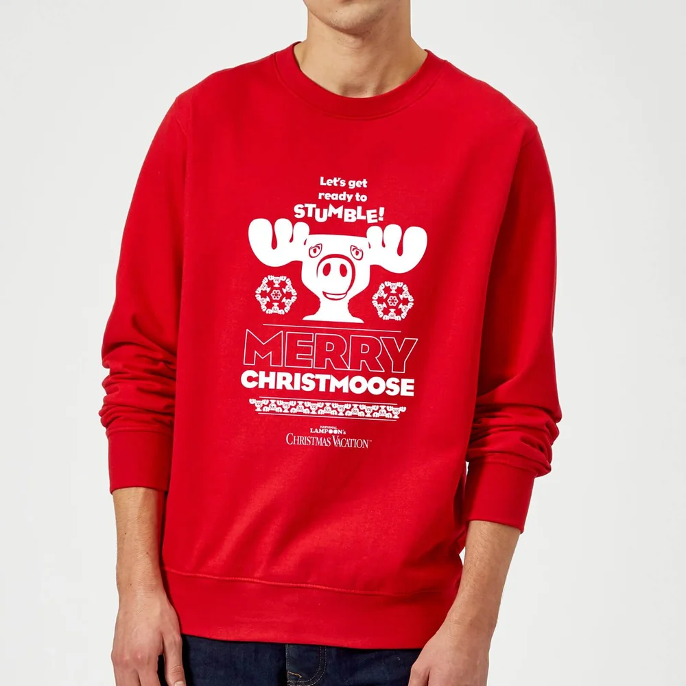 National Lampoon Merry Christmoose Christmas Jumper - Red - S Afbeelding 1