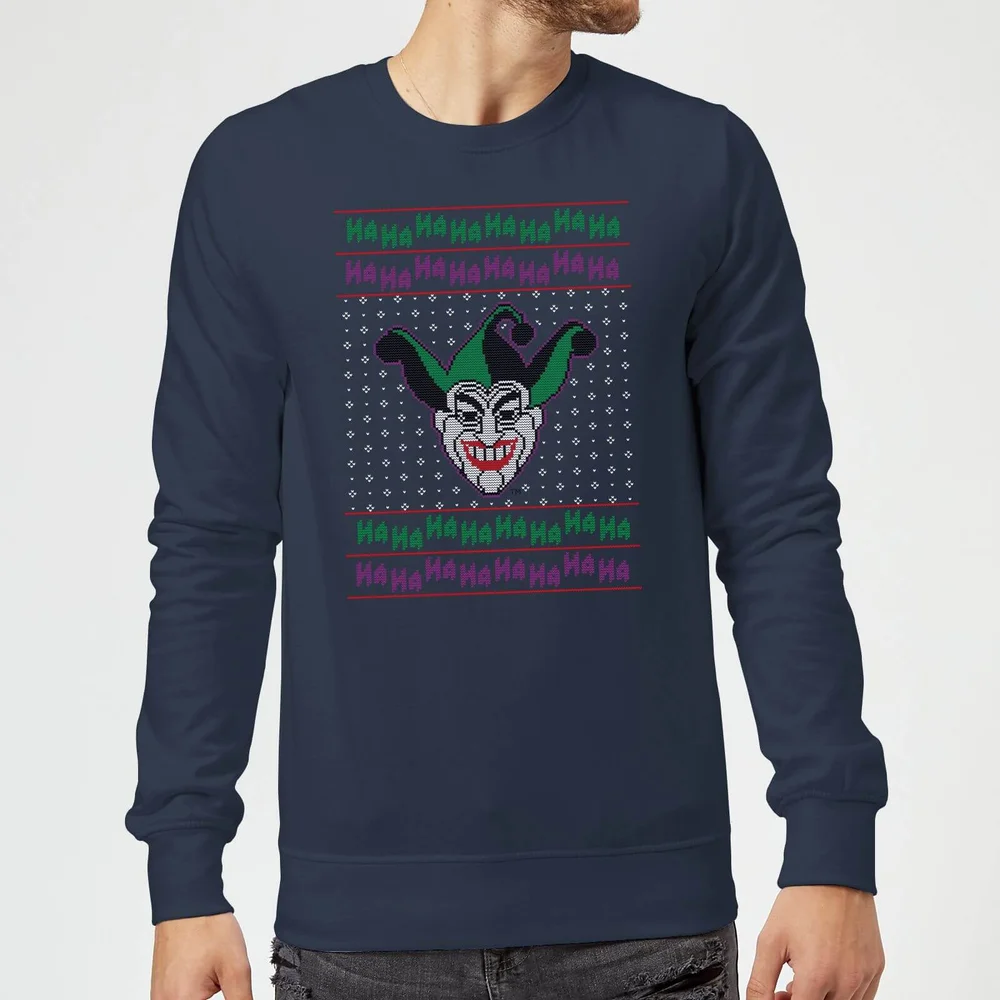 DC Joker Knit Christmas Jumper - Navy - S Afbeelding 1