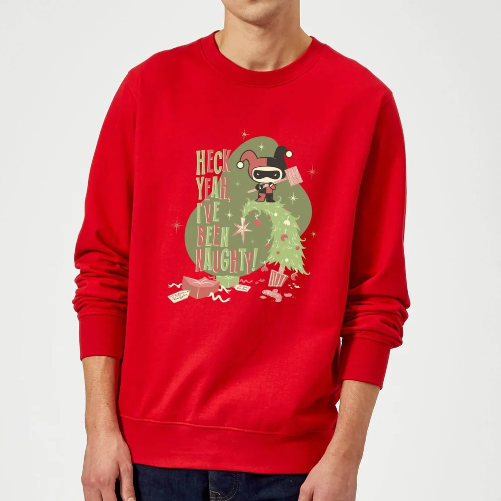 DC Heck Yeah I've Been Naughty! Christmas Jumper - Red - S Afbeelding 1