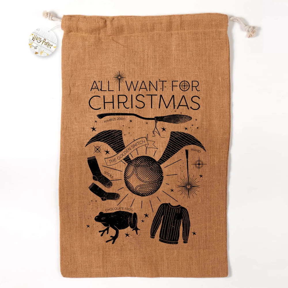 Harry Potter All I Want for Christmas jute kerstzak Afbeelding 1