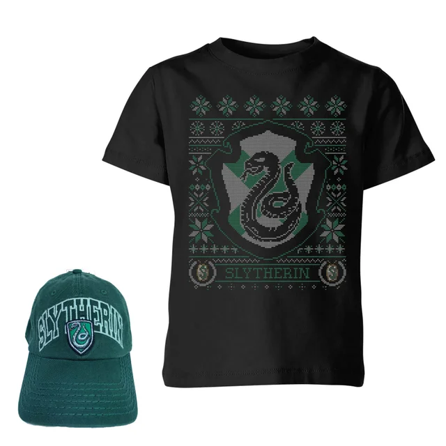Harry Potter Slytherin T-shirt en pet bundel - zwart