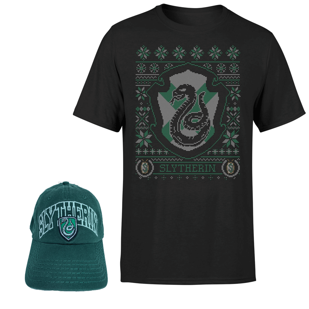 Harry Potter Slytherin T-shirt en pet bundel - zwart - Heren - S Afbeelding 1