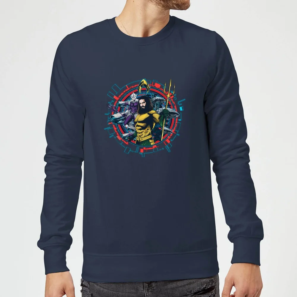 Aquaman Circular Portrait trui - Navy - S Afbeelding 1