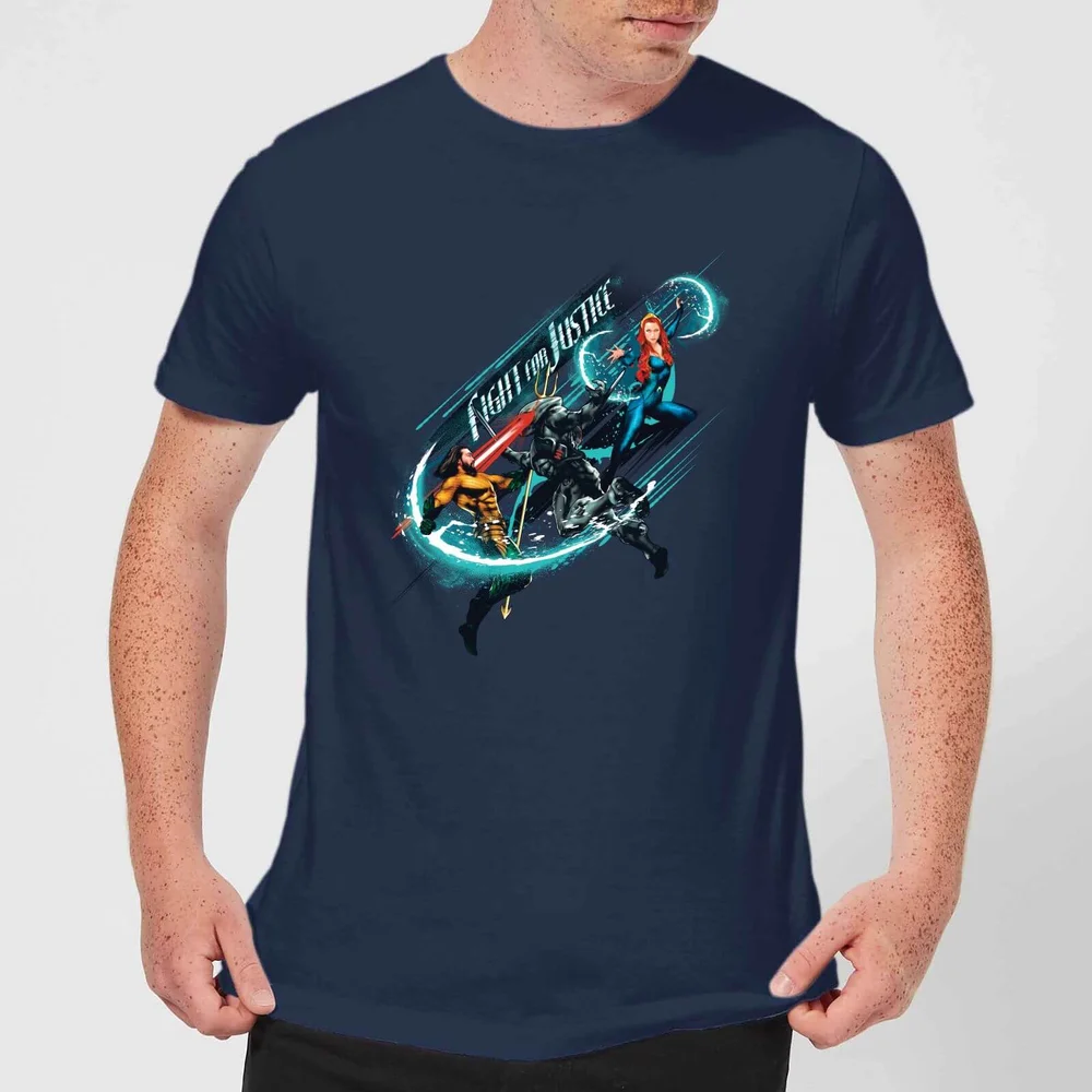 Aquaman Fight for Justice t-shirt - Navy - S Afbeelding 1