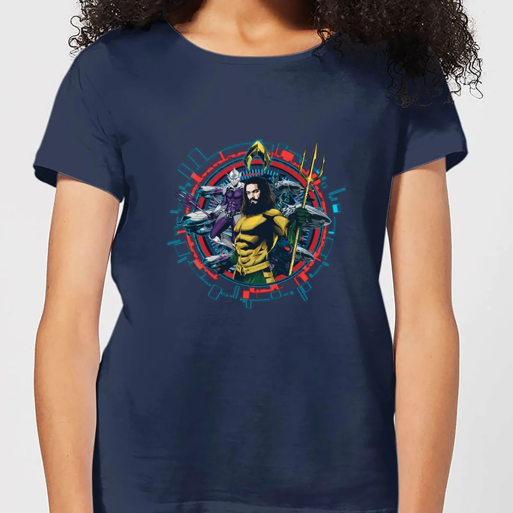 Aquaman Circular Portrait dames t-shirt - Navy - XS Afbeelding 1